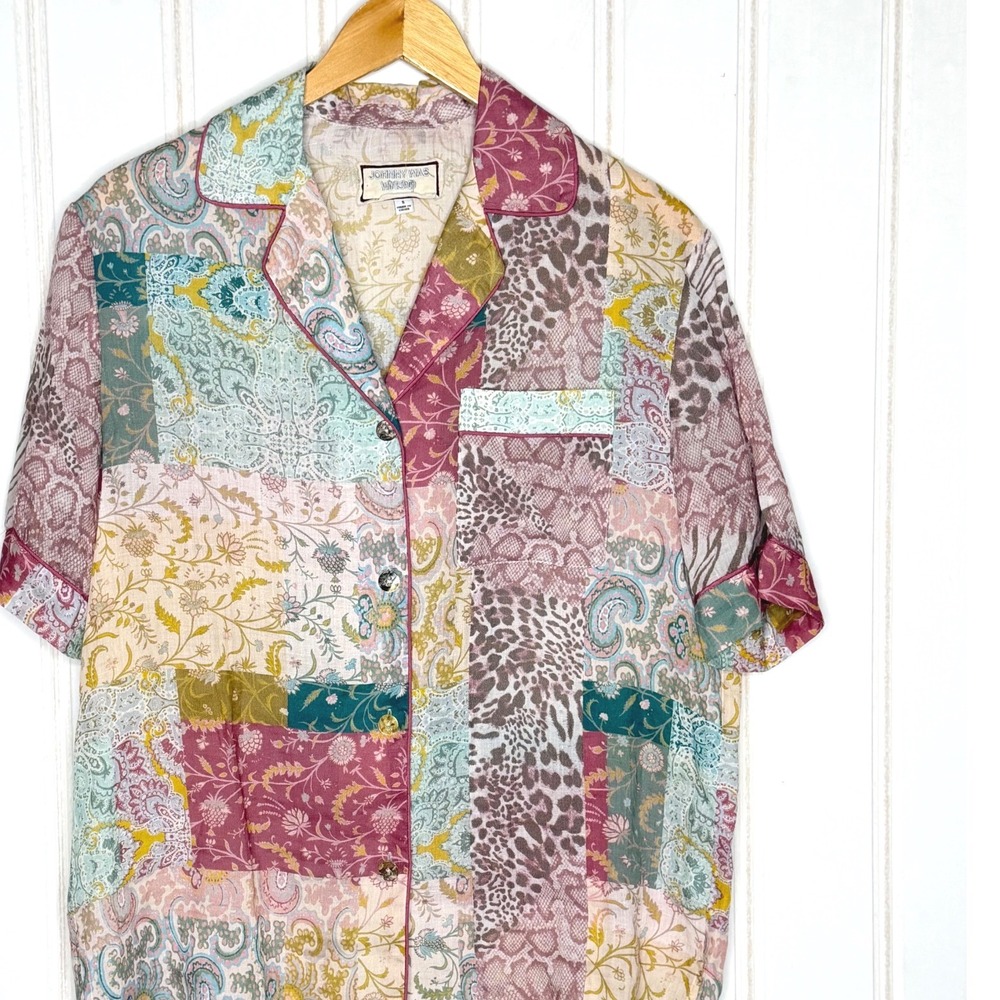 Johnny Was Workshop Ramie Patchwork Button Down S… - image 5